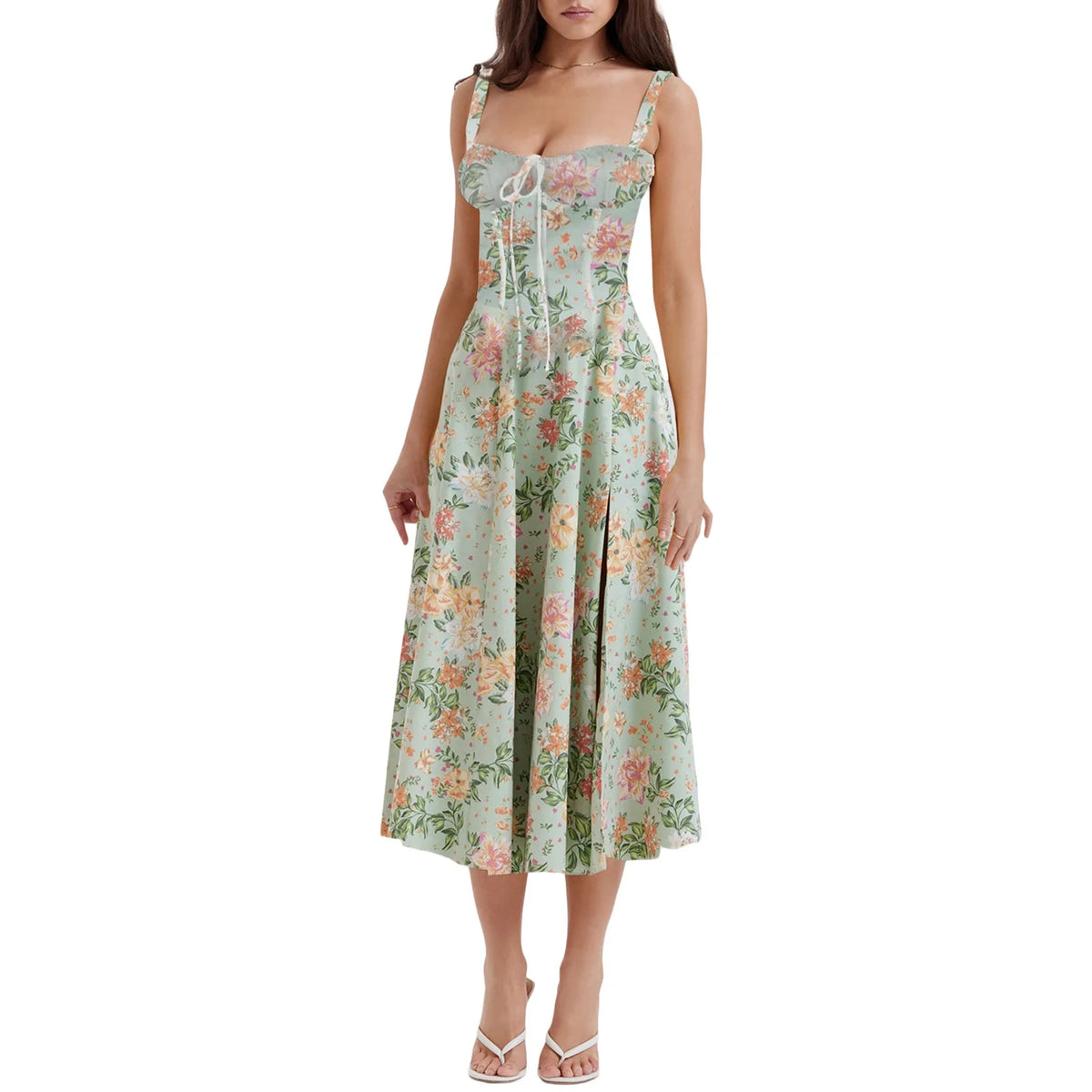 Elegant Square-Neck Halter Maxi Dress