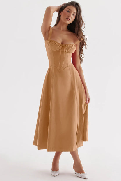 Elegant Square-Neck Halter Maxi Dress