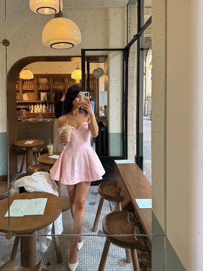 Women's Off-Shoulder Sweetheart Mini Dress