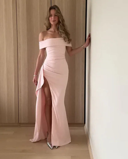 Women's One-Shoulder Slit Maxi Party Dress