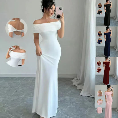 Off-Shoulder Bodycon Midi Party Dress – Elegant Cocktail Style