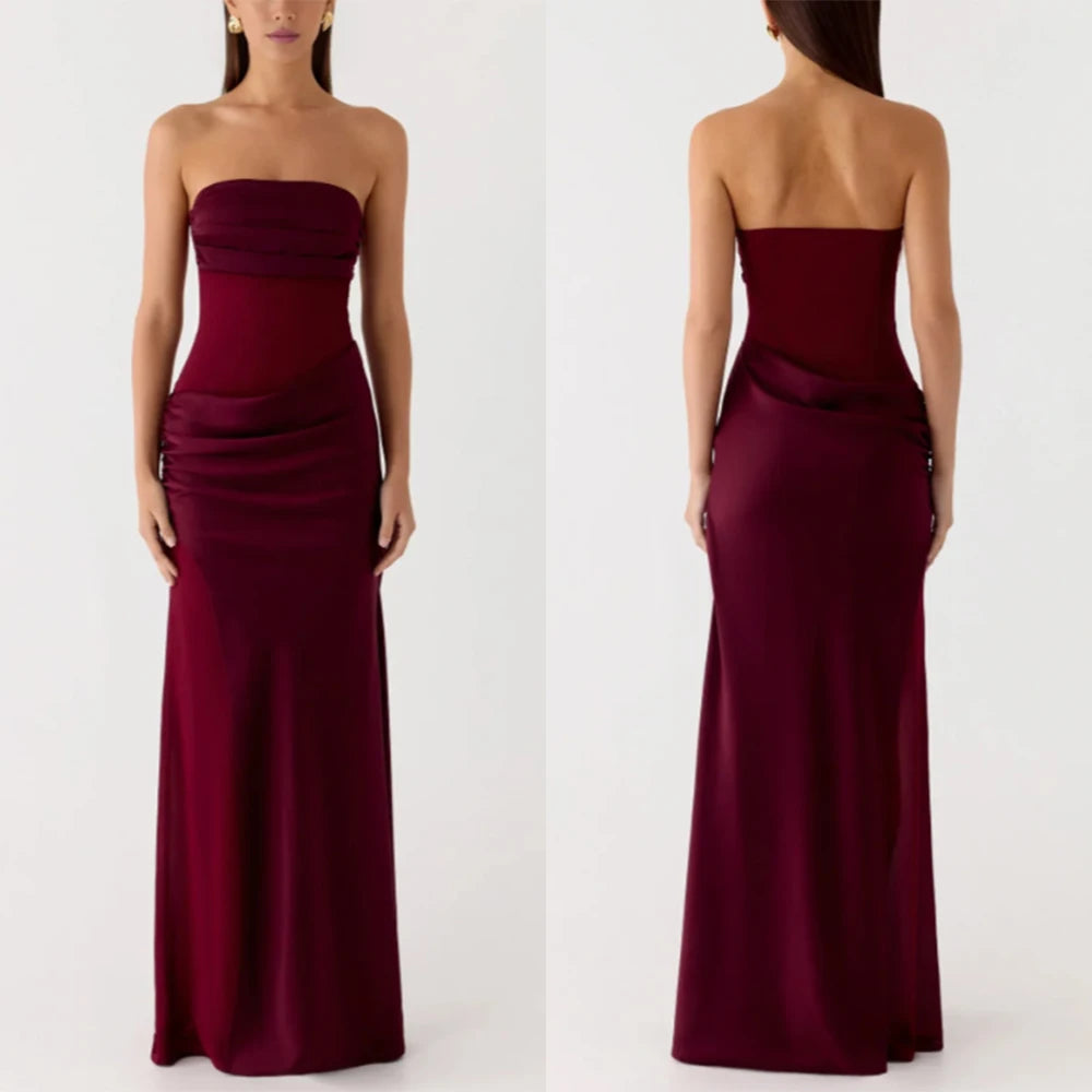 Elegant Strapless A-Line Floor-Length Dress