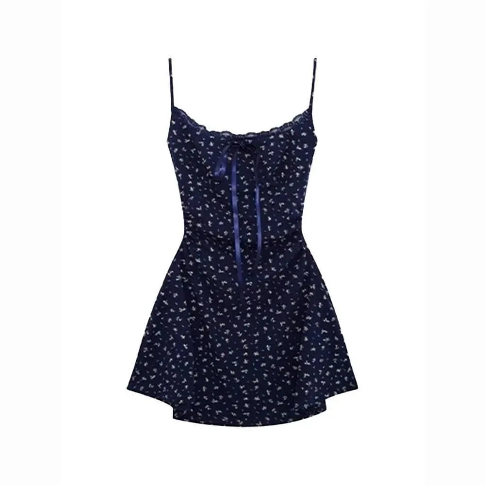 French Floral Strappy Bodycon Mini Dress