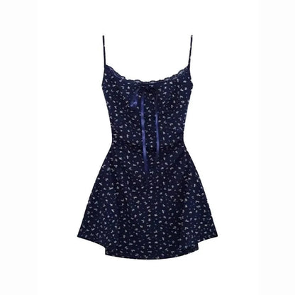 French Floral Strappy Bodycon Mini Dress