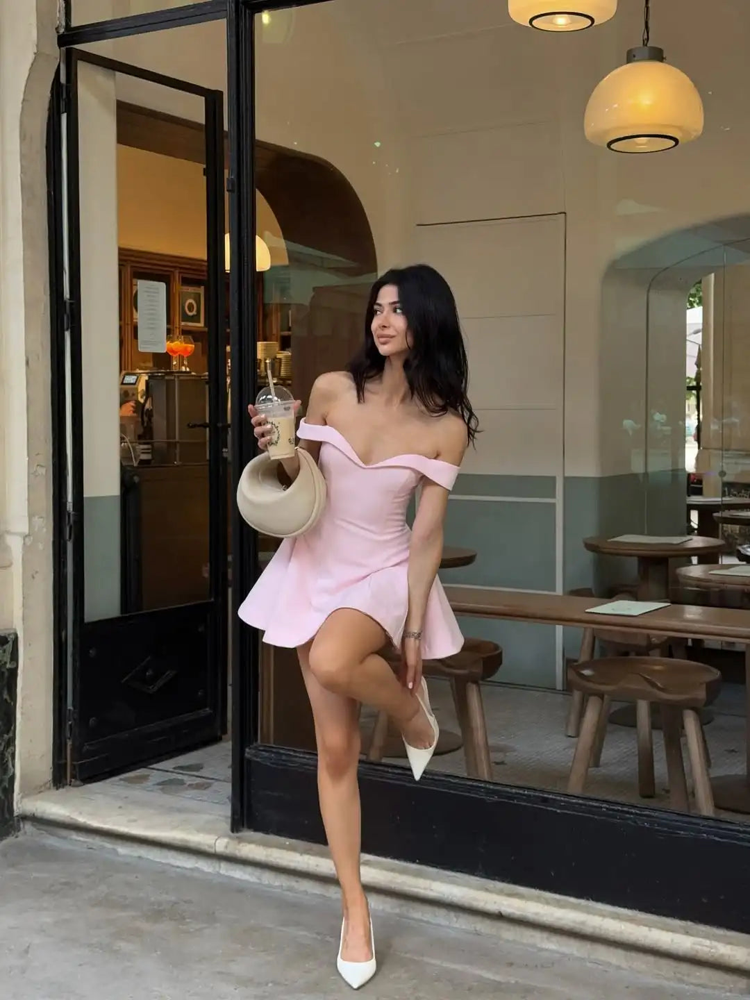 Women's Off-Shoulder Sweetheart Mini Dress