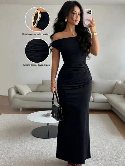 legant Off-Shoulder Evening Gown
