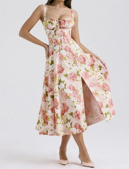 Elegant Square-Neck Halter Maxi Dress