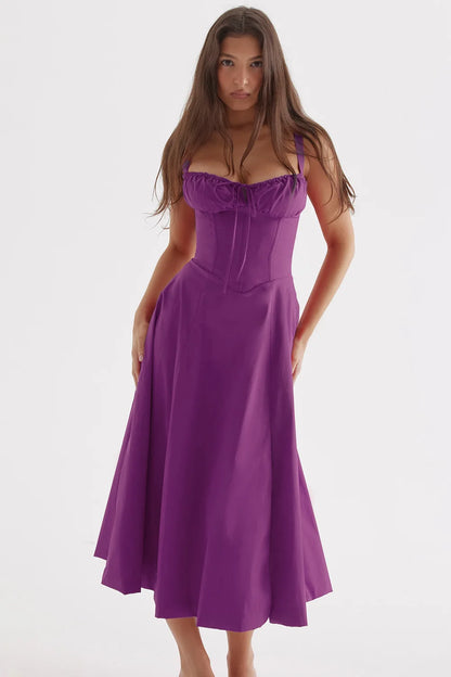 Elegant Square-Neck Halter Maxi Dress