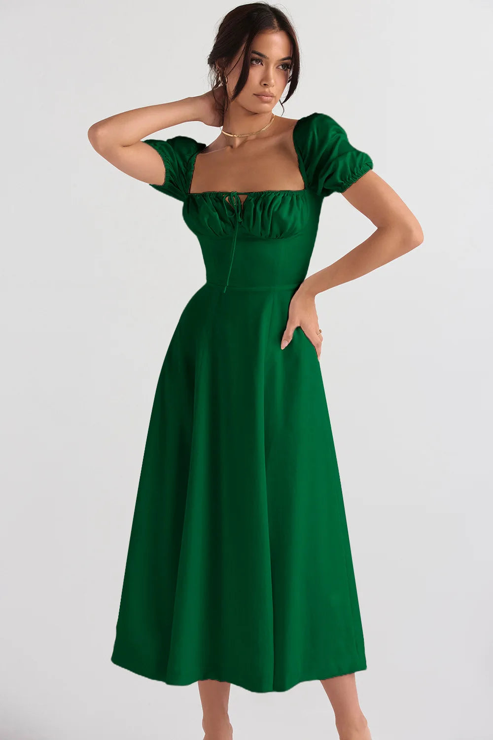 Elegant Square-Neck Halter Maxi Dress