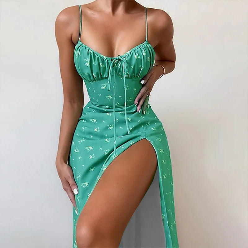 Women’s Floral Slim-Fit Slit Beach Dress