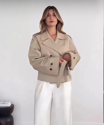 Jacket with Belt Decoration Parka Trench Coat