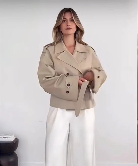Jacket with Belt Decoration Parka Trench Coat