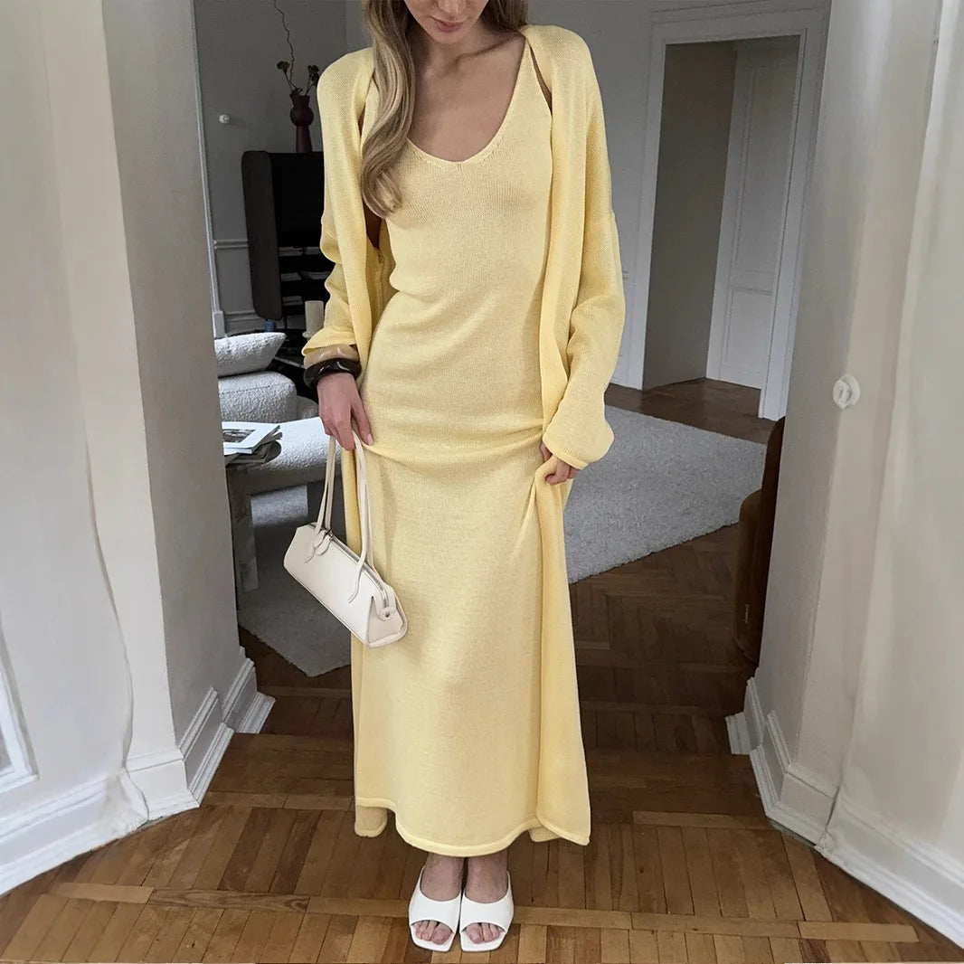 Women’s Knitted Hollow Long Dress