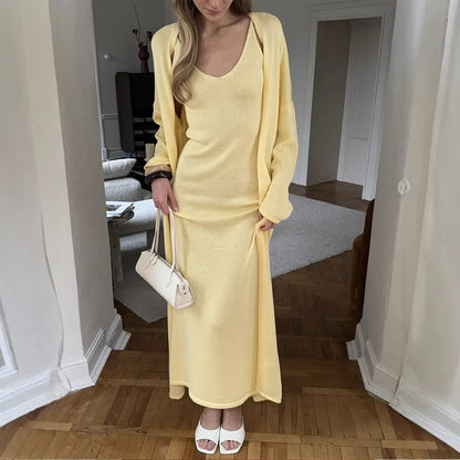 Women’s Knitted Hollow Long Dress
