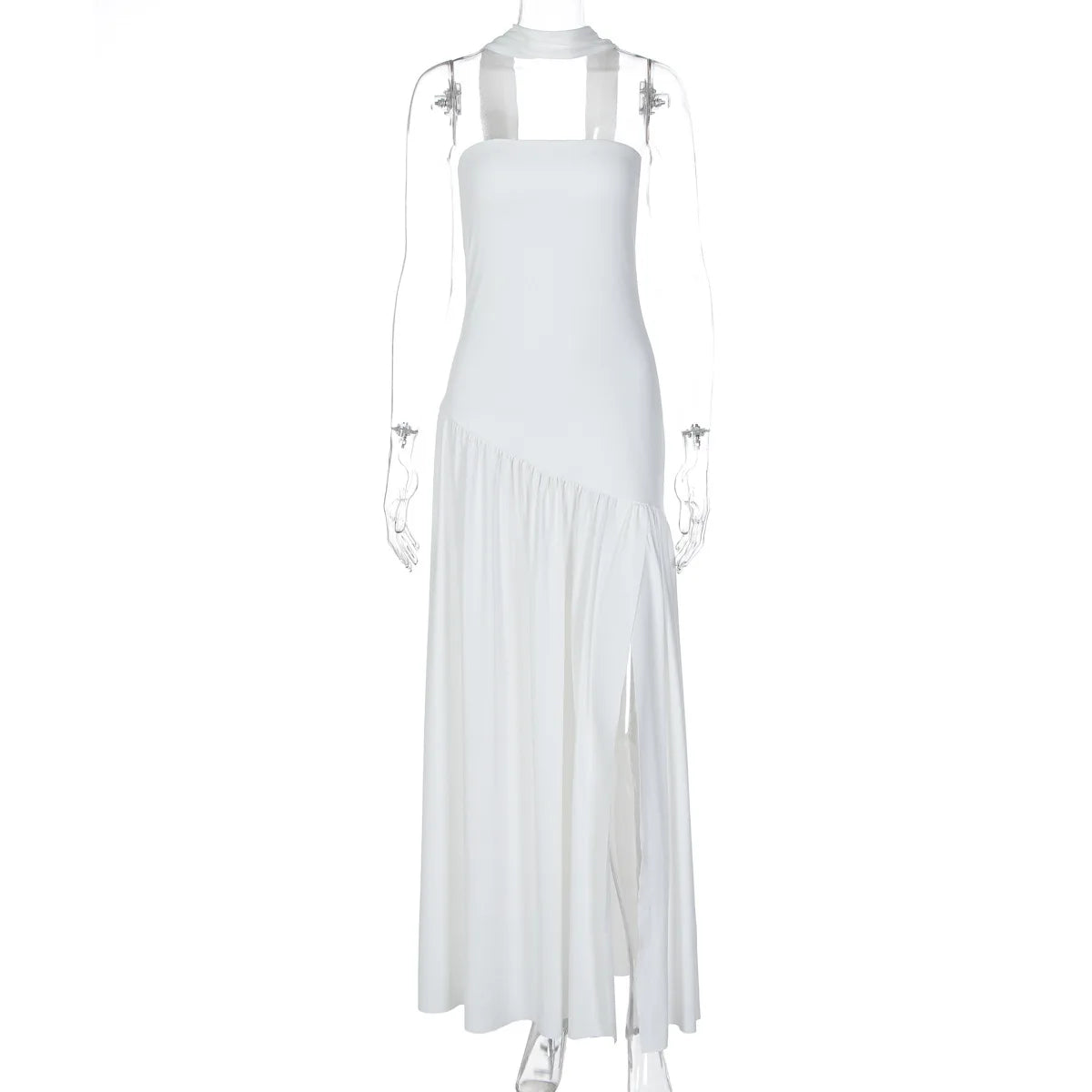 Elegant Strapless Backless Split Maxi Dress