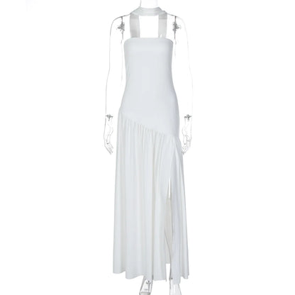 Elegant Strapless Backless Split Maxi Dress