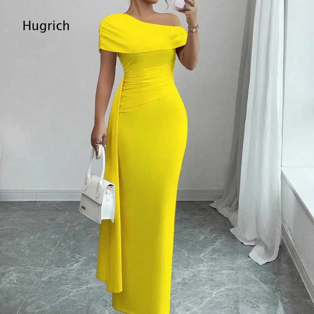 Women's Off-Shoulder Ruched Bodycon Maxi Dress