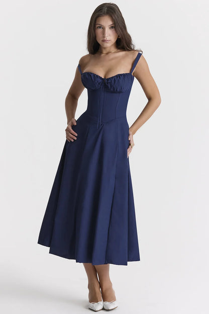 Elegant Square-Neck Halter Maxi Dress