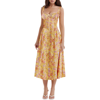 Elegant Square-Neck Halter Maxi Dress