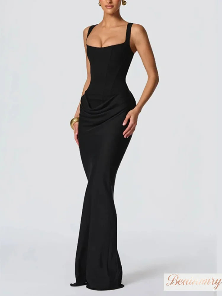 Pleated Square-Neck Dresses & Tops