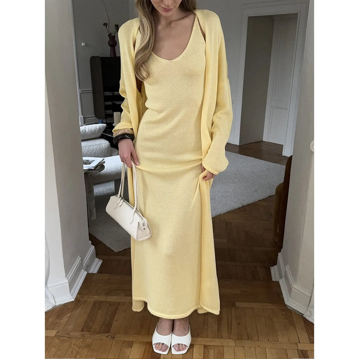 Women’s Knitted Hollow Long Dress