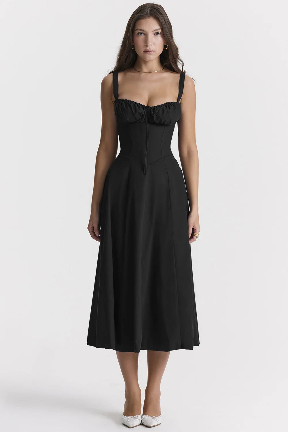 Elegant Square-Neck Halter Maxi Dress