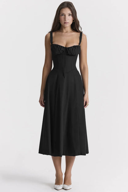 Elegant Square-Neck Halter Maxi Dress