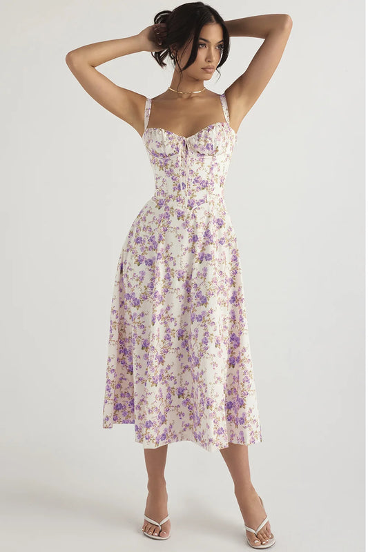 Elegant Square-Neck Halter Maxi Dress