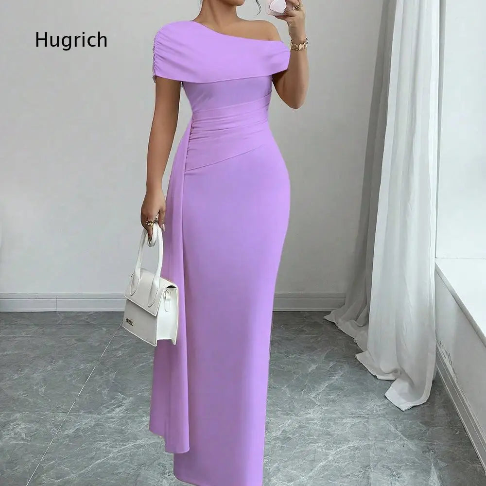 Women's Off-Shoulder Ruched Bodycon Maxi Dress