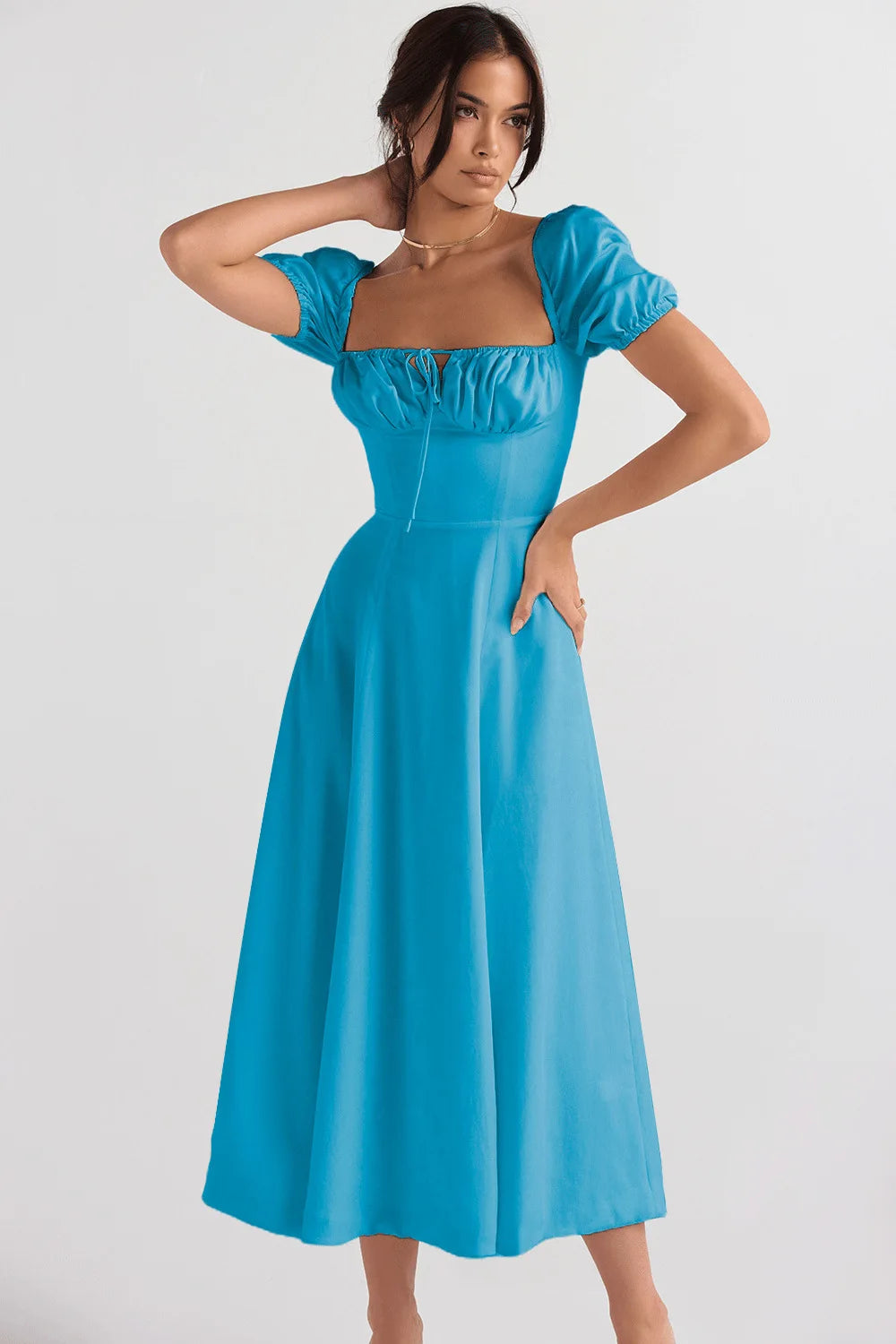 Elegant Square-Neck Halter Maxi Dress