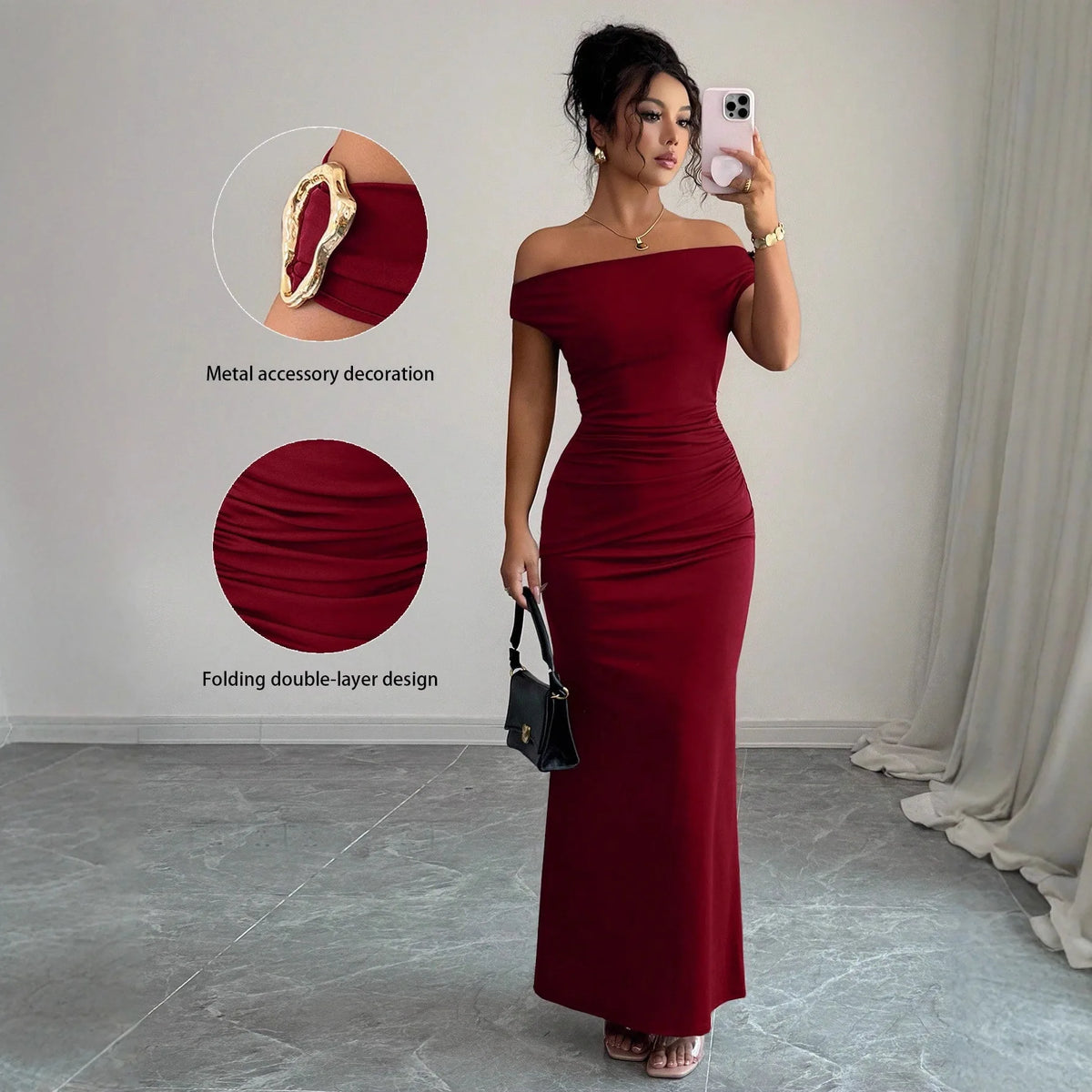 legant Off-Shoulder Evening Gown