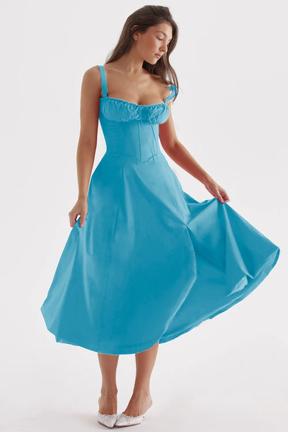 Elegant Square-Neck Halter Maxi Dress