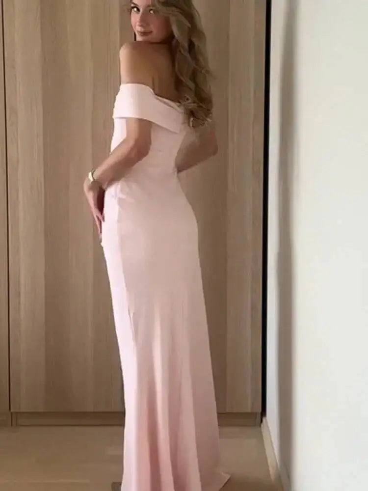 Women's One-Shoulder Slit Maxi Party Dress
