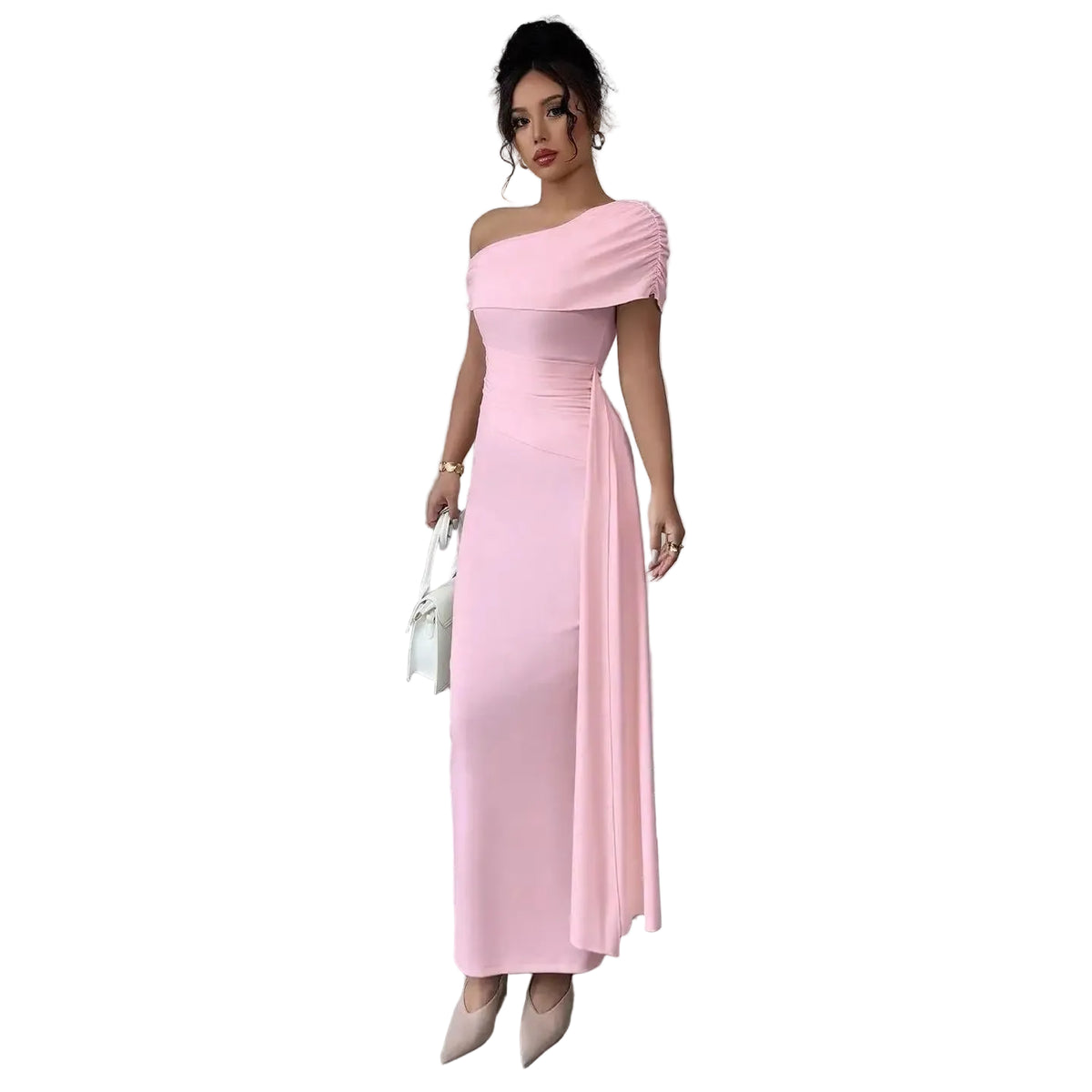 Women's Off-Shoulder Ruched Bodycon Maxi Dress