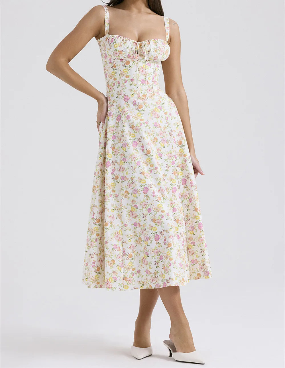 Elegant Square-Neck Halter Maxi Dress