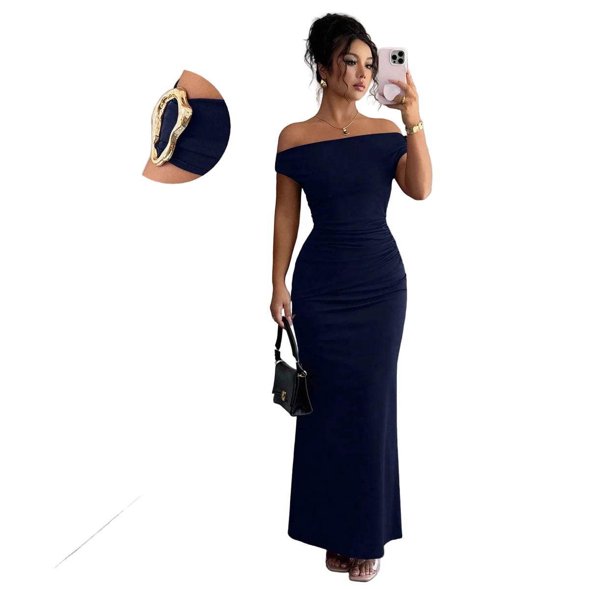 legant Off-Shoulder Evening Gown