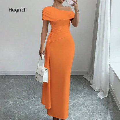Women's Off-Shoulder Ruched Bodycon Maxi Dress