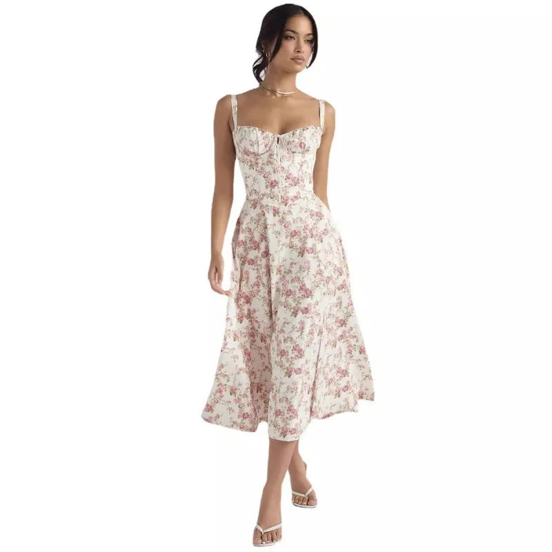 Elegant Square-Neck Halter Maxi Dress