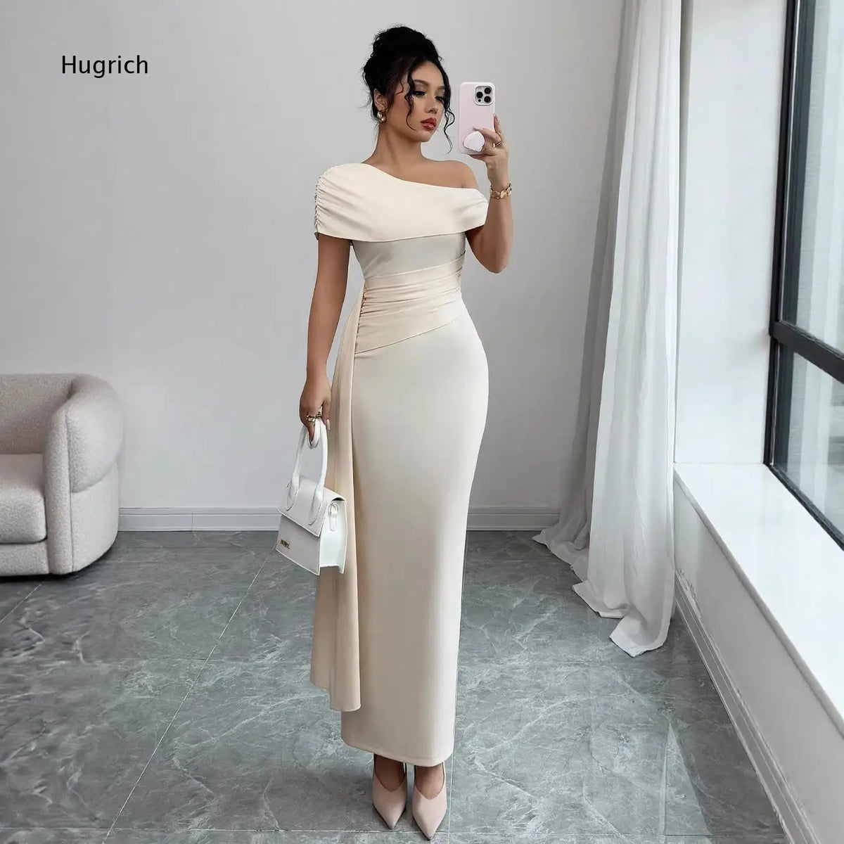 Women's Off-Shoulder Ruched Bodycon Maxi Dress