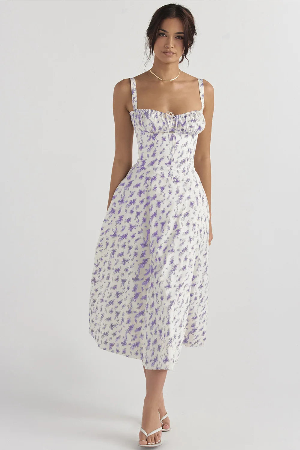 Elegant Square-Neck Halter Maxi Dress