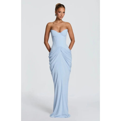 Strapless Sweetheart Ruched Mermaid Maxi Dress