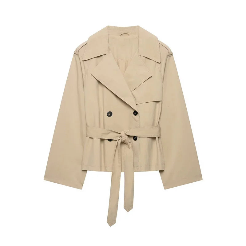 Jacket with Belt Decoration Parka Trench Coat