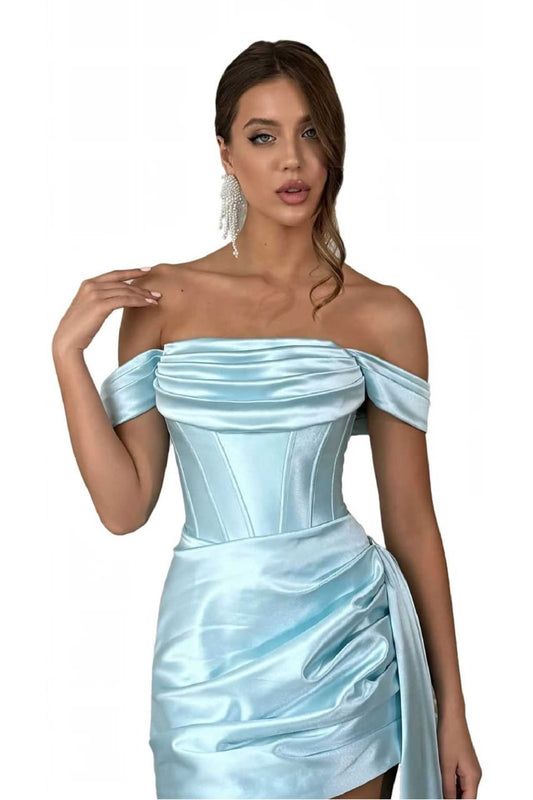 Baby Blue Off-Shoulder Short Prom Dress