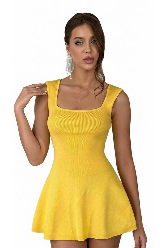 Women's Sexy Yellow Cut-Out Bodycon Mini Dress