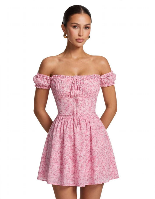 Women’s Elegant Floral Puff Sleeve Mini Dress