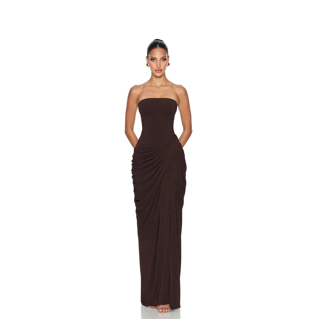 Elegant Strapless Pleated Backless Dress